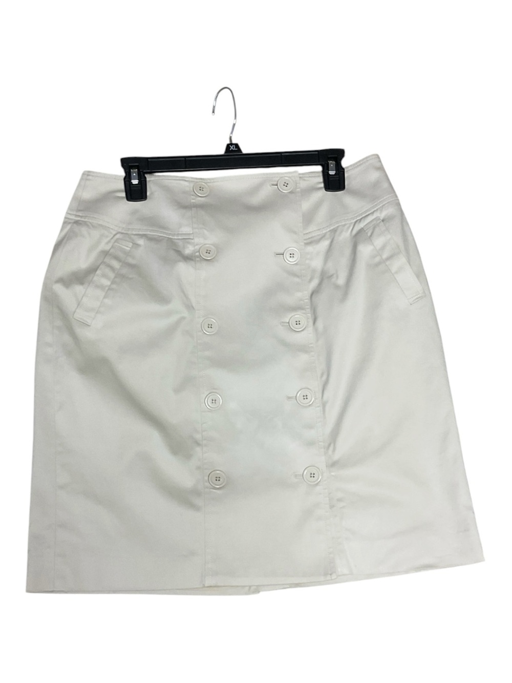 AK Anne Klein Cream Double-Breasted Stretch Pencil Skirt - Size 10